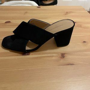 Banana Republic Black Suede Heel Sandals/ Mules